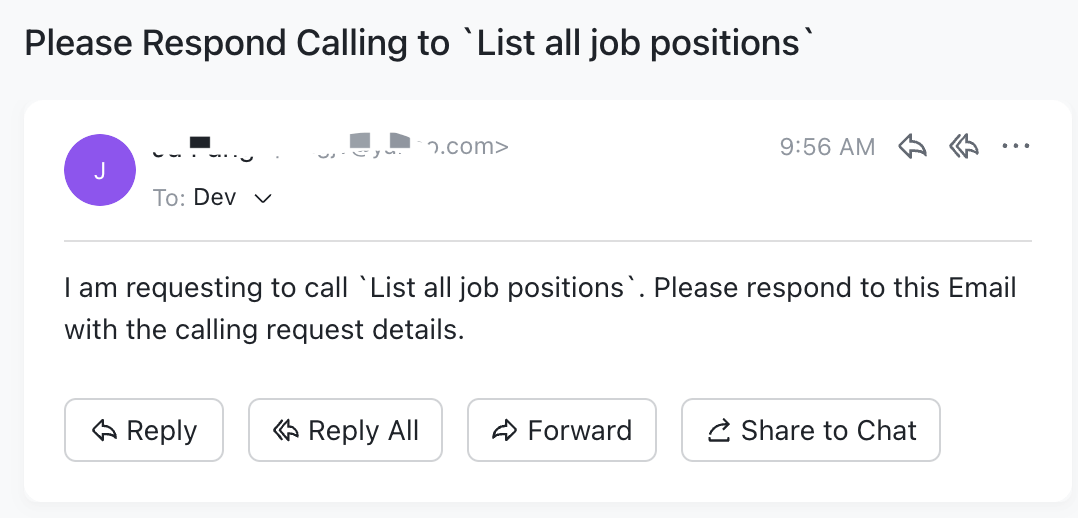 Calling to the callgent service email-to-call-api